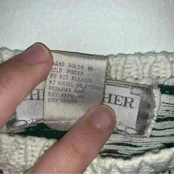 Vintage Christopher Sport Chunky Patterned Cotton Grandpa Sweater Large - Picture 6 of 9